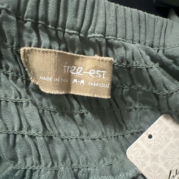 FREE PEOPLE Rising Sun Pants Medium Green Beach Summer Lightweight Boho - Picture 11 of 11
